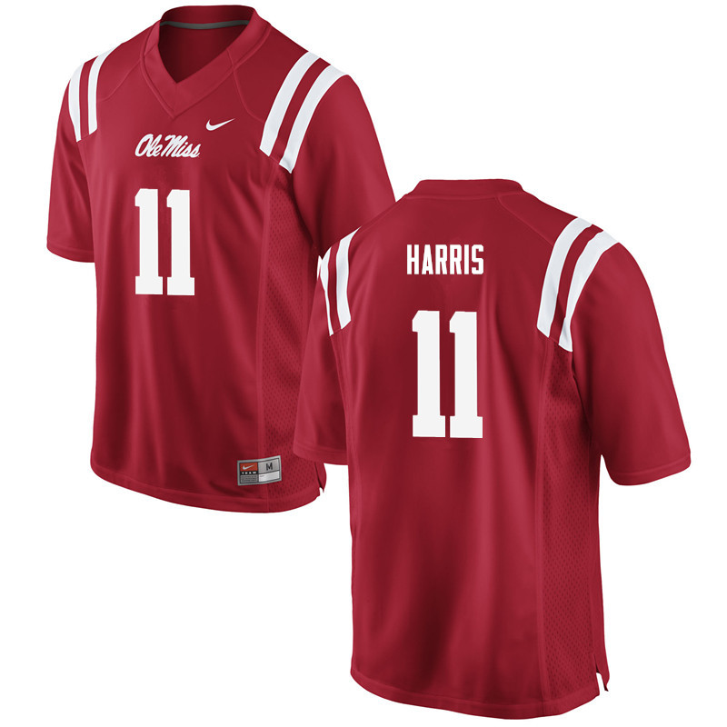 Men Ole Miss Rebels #11 A.J. Harris College Football Jerseys-Red - Click Image to Close